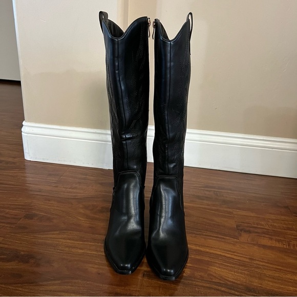 Dream Pairs Black Embroidered Western Cowboy Knee High Boots size 7.5 - Picture 6 of 13